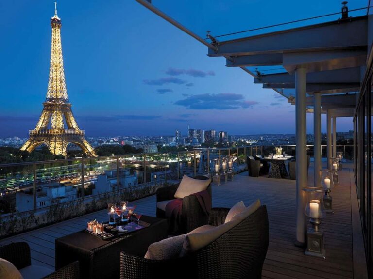 Lavish suite with a view of the Eiffel at Shangri La Hotel Paris